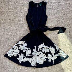 Ralph Lauren Black Dress with White Floral Design